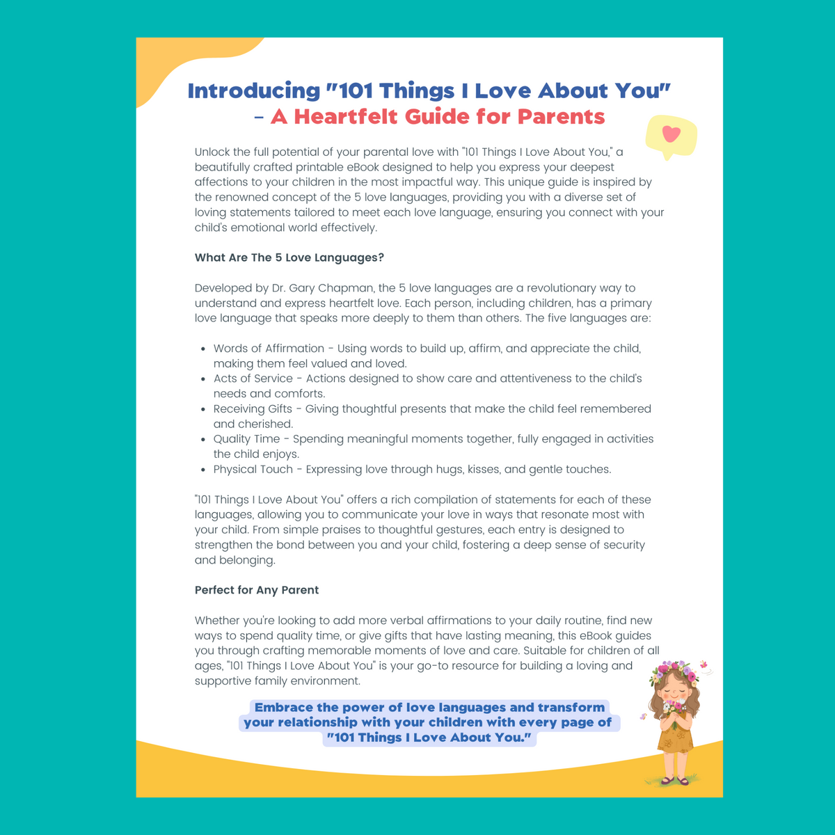 100 Things I Love About You (PRINTABLE PDF)
