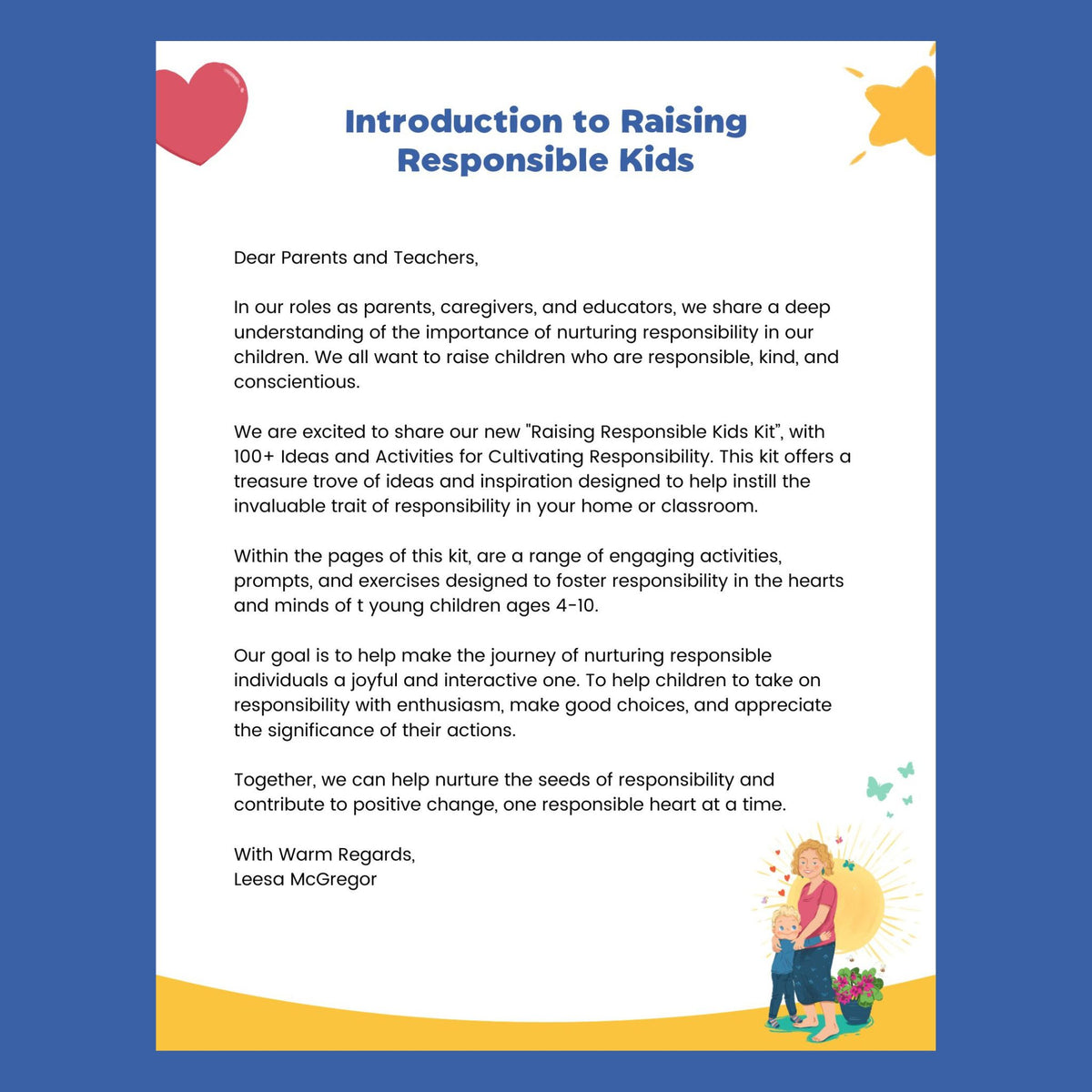 Raising Responsible Kids - Self Empowerment Printable Activity Kit (PDF)