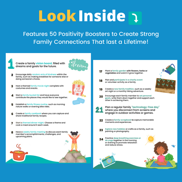 Practices Promoting Positivity Chart.pdf 50 Positivity Boosters For Families (PDF) - Alphabet For Humanity