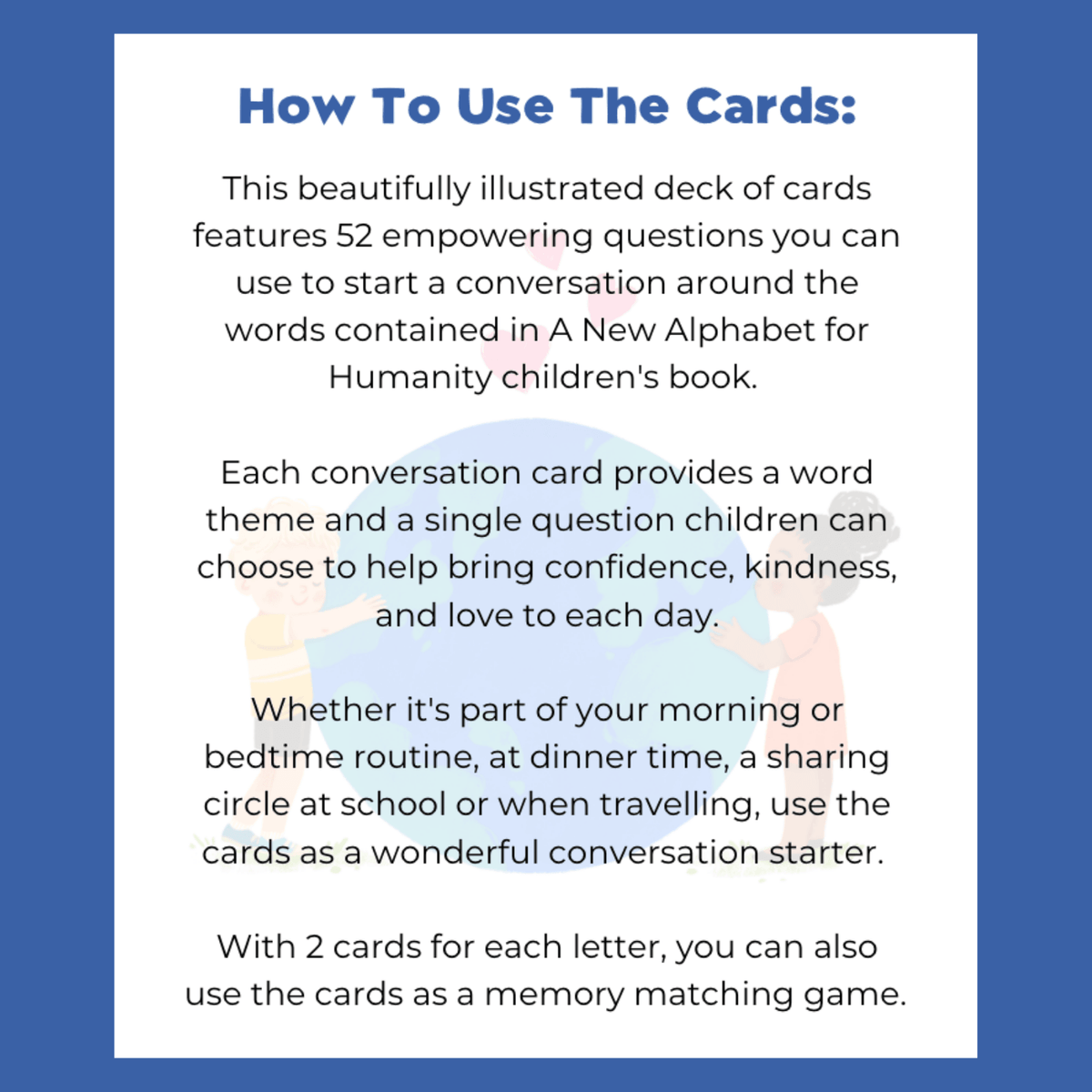 Conversation Starter Cards - The Perfect Addition to A New Alphabet for Humanity - Alphabet For Humanity