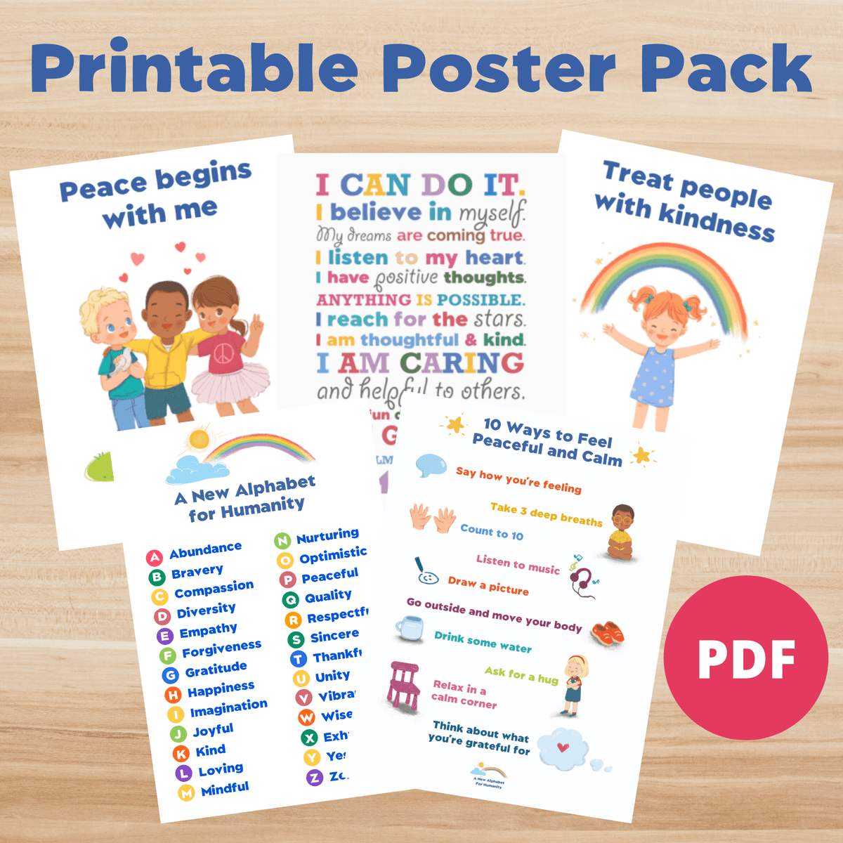 Inspirational Poster Pack (PRINTABLE PDF) - Alphabet For Humanity